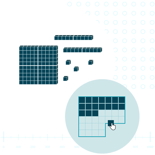 Schematische Darstellung von Würfeln und Flächen